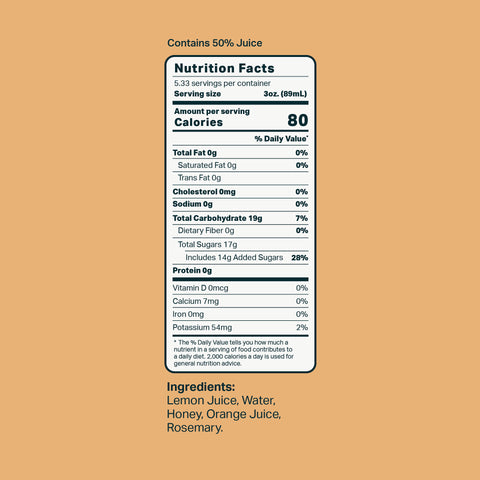 Rosemary Lemon Honey Ingredient Label Mixly Cocktail and Mocktail Mixers